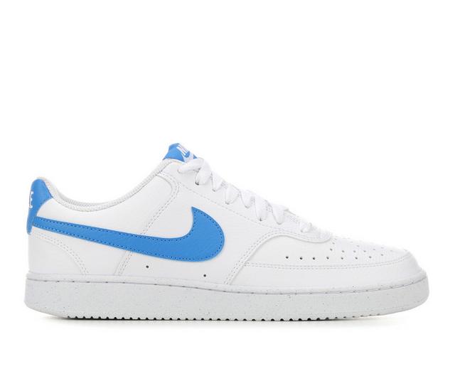 Men's Nike Court Vision Low Sustainable Sneakers in White/Blue color