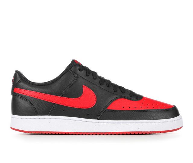 Men's Nike Court Vision Low Sustainable Sneakers in Blk/Red/Wht color