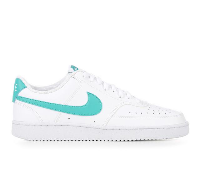 Men's Nike Court Vision Low Sustainable Sneakers in White/Jade color