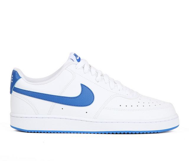 Men's Nike Court Vision Low Sustainable Sneakers in White/Royal 100 color