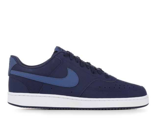 Men's Nike Court Vision Low Sustainable Sneakers in Nvy/Blu/Wht 410 color