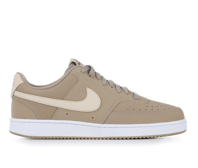 Men's Nike Court Vision Low Sustainable Sneakers in Khaki/White 247 color