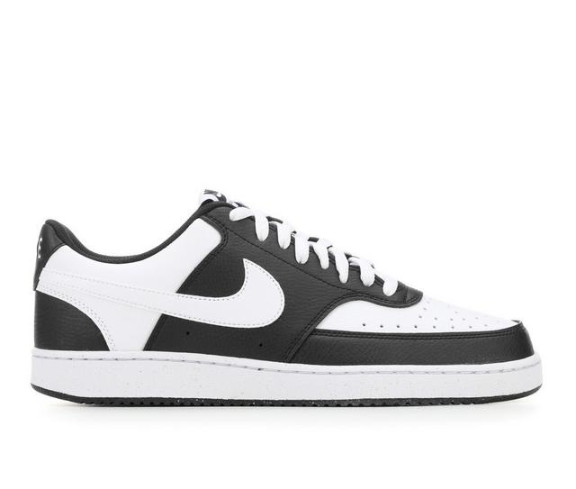 Men's Nike Court Vision Low Sustainable Sneakers in Black/White 001 color