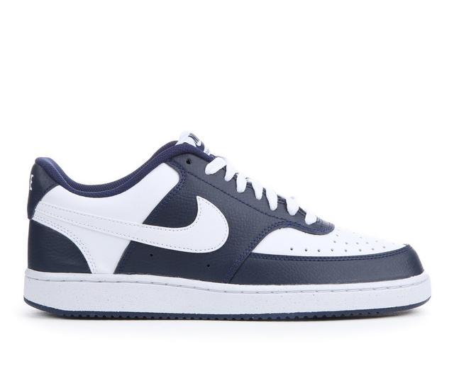 Men's Nike Court Vision Low Sustainable Sneakers in Navy/White color