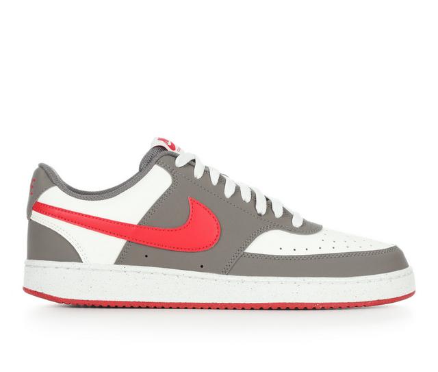 Men's Nike Court Vision Low Sustainable Sneakers in Sail/Red/Stone color