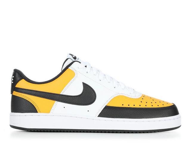 Men's Nike Court Vision Low Sustainable Sneakers in Yellow/Blk/Wht color