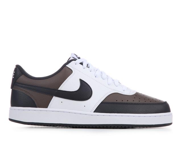 Men's Nike Court Vision Low Sustainable Sneakers in Brn/Blk/White color
