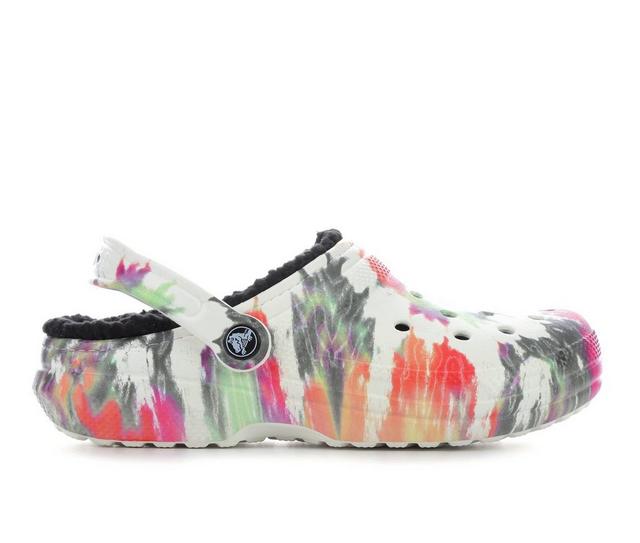 Adults' Crocs Classic Lined Tie Dye Clogs in Black Multi color
