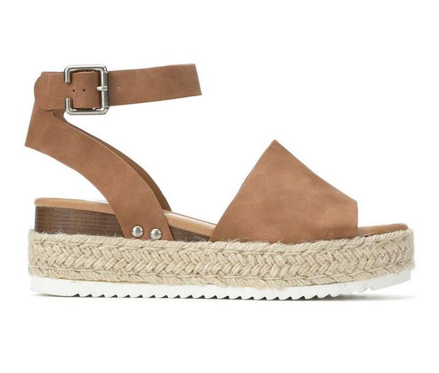 Women's Soda Topic Platform Sandals in Tan color