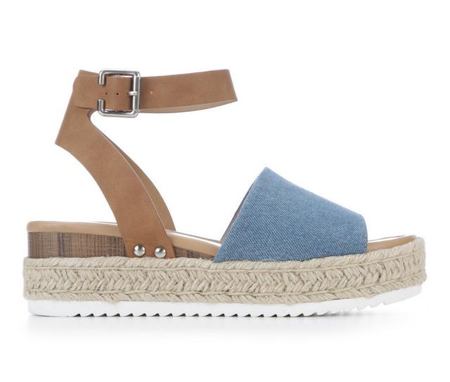 Women's Soda Topic Platform Sandals in Blue Vntg Denim color