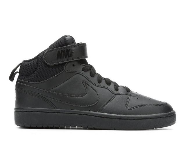 Kids' Nike Big Kid Court Borough Mid 2 Sneakers in Blk/Blk/Blk color