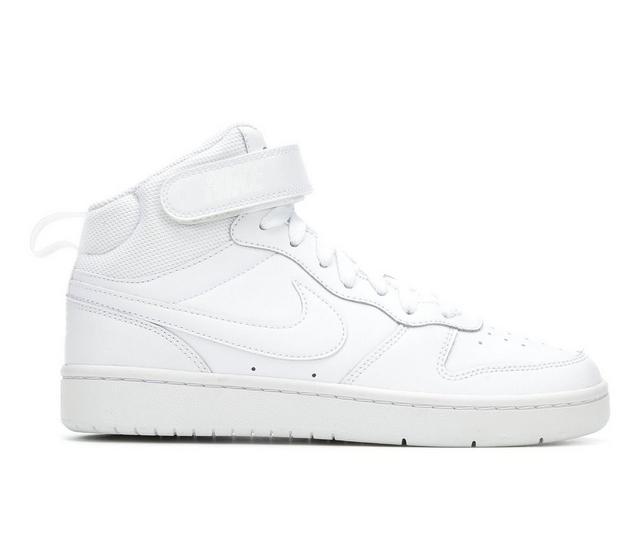 Kids' Nike Big Kid Court Borough Mid 2 Sneakers in Wht/Wht/Wht color