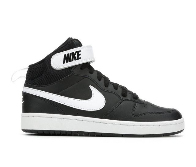 Boys' Nike Big Kid Court Borough Mid 2 Sneakers in Black/White color