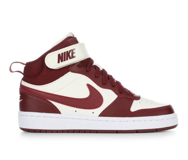Kids' Nike Big Kid Court Borough Mid 2 Sneakers in Pearl/TeamRed color