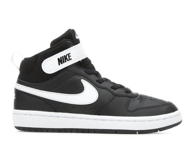 Kids' Nike Little Kid Court Borough Mid 2 Sneakers in Black/White color