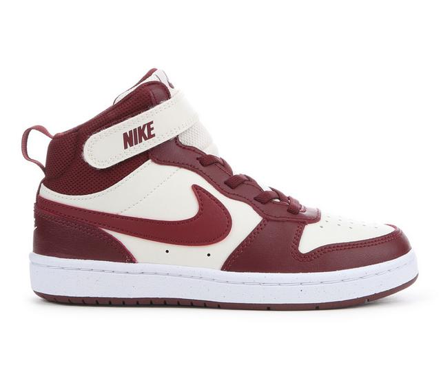 Kids' Nike Little Kid Court Borough Mid 2 Sneakers in Pearl/TeamRed color