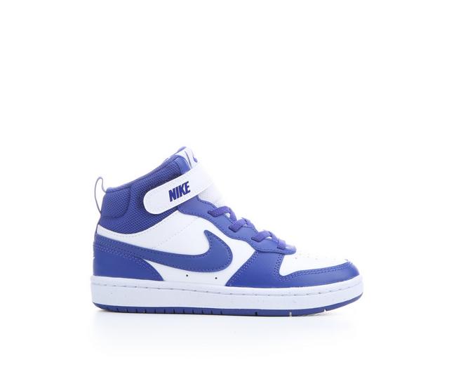 Kids' Nike Little Kid Court Borough Mid 2 Sneakers in White/Deep-Nite color
