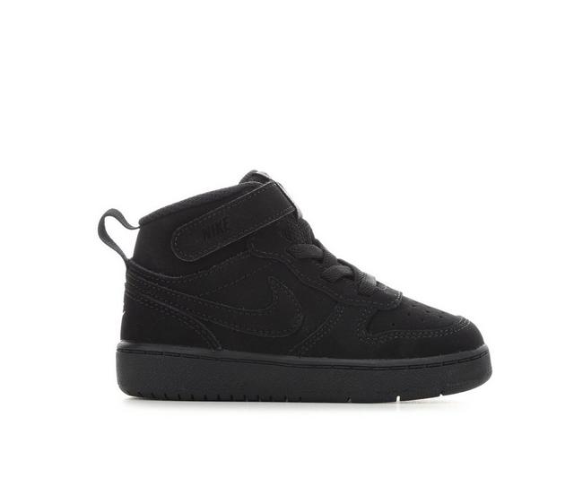 Boys' Nike Infant & Toddler Court Borough Mid 2 Sneakers in Blk/Blk/Nbk color