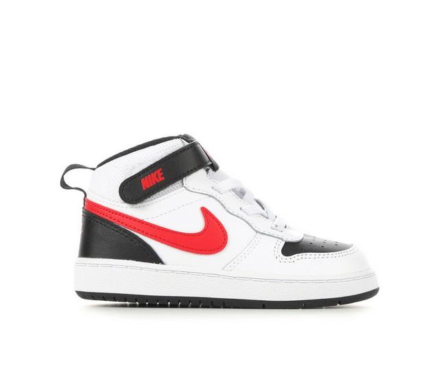 Boys' Nike Infant & Toddler Court Borough Mid 2 Sneakers in Wht/UnivRed/Blk color
