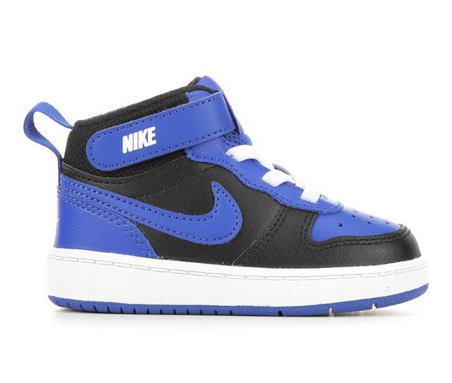 Boys' Nike Infant & Toddler Court Borough Mid 2 Sneakers in Blk/Royal/White color