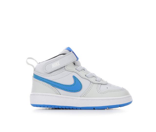 Boys' Nike Infant & Toddler Court Borough Mid 2 Sneakers in Blue/Wht/Green color