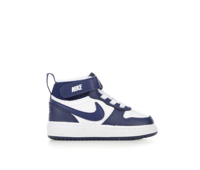 Boys' Nike Infant & Toddler Court Borough Mid 2 Sneakers in Wht/Blue/Blue color
