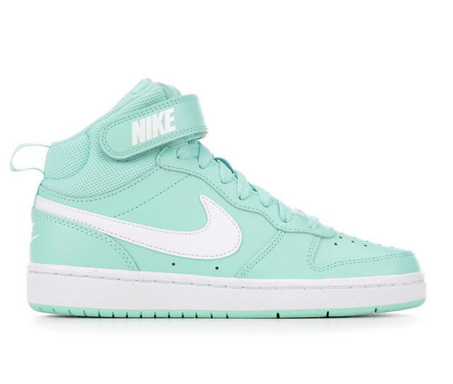 Girls' Nike Big Kid Court Borough Mid 2 Sneakers in Emerald/White color