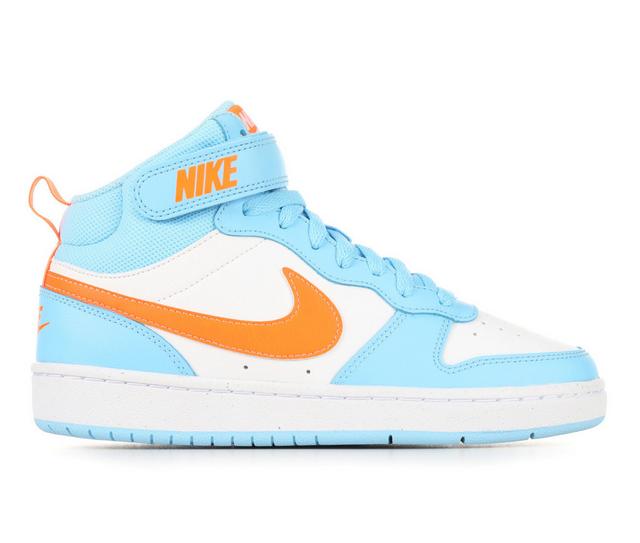 Kids' Nike Big Kid Court Borough Mid 2 Sneakers in Aqua/Orng/Wht color