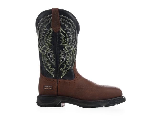Men's Ariat Workhog XT Carbon Toe Cowboy Boots in Earth/Blk Cabn color