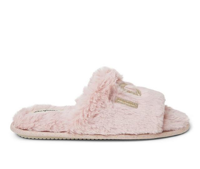 Dearfoams I Do and I Do Crew Slide Slippers in Pale Mauve color