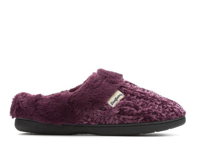 Dearfoams Cable Knit Chenille Slippers in Aubergine color