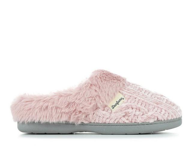 Dearfoams Cable Knit Chenille Slippers in Pale Mauve color