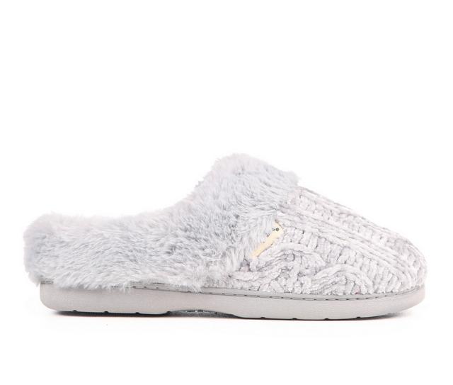 Dearfoams Cable Knit Chenille Slippers in Sleet color