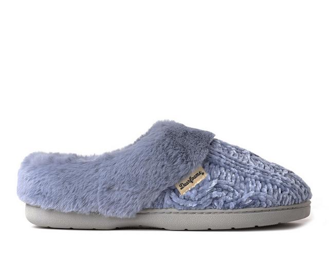 Dearfoams Cable Knit Chenille Slippers in Stone Wash color