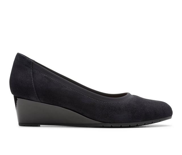 Women's Clarks Mallory Berry Pumps in Black Suede color