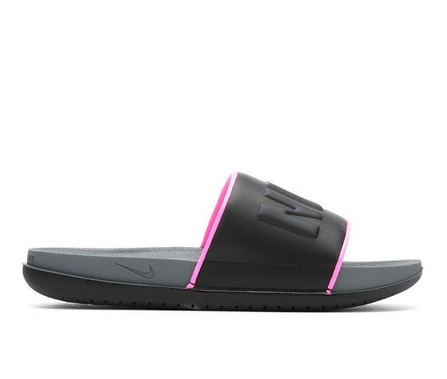 Women's Nike Off Court Sport Slides in Anthra/Blk/Pk color