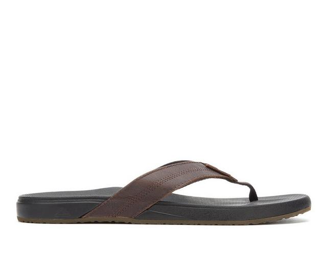 Men's Reef Cushion Bounce Phantom Leather Flip-Flops in Black/Brown color