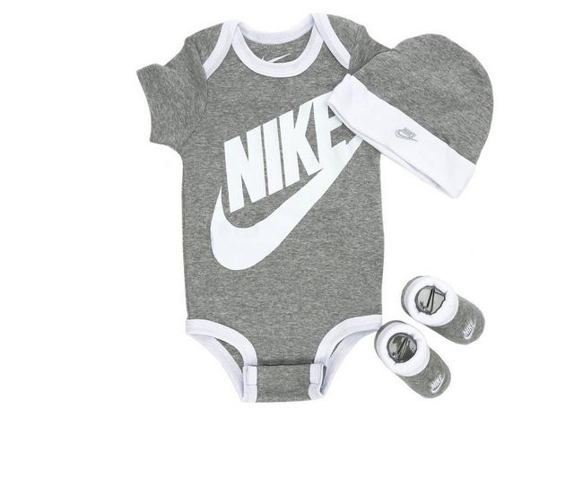 Nike Infant Futura 3 Piece Onesie Set in Dark Grey 0-6 color