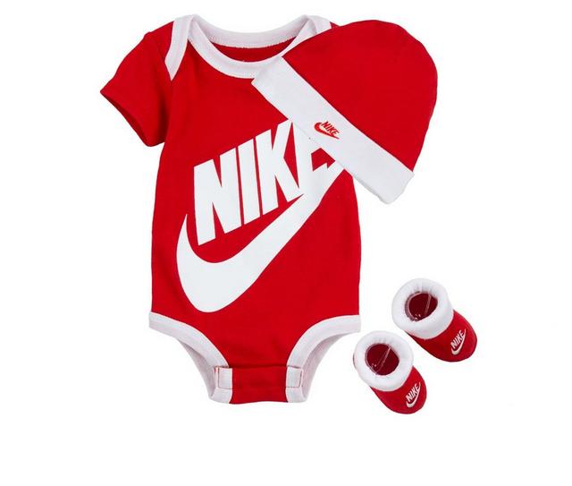 Nike Infant Futura 3 Piece Onesie Set in Univ Red 0-6 color