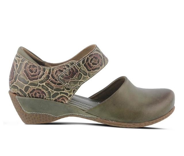 Women's L'Artiste Gloss-Pansy Clogs in Olive Green color