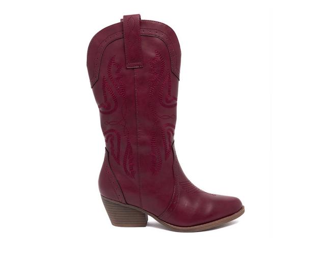 Women's Sugar Tammy Cowboy Boots in Burgundy color