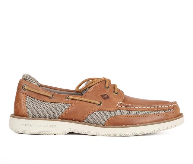 Men's Sperry Surveyor 2 Eye Boat Shoes in Dark Tan color