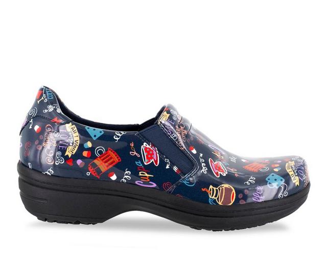 Women's Easy Works by Easy Street Bind Hot Coffee Slip-Resistant Clogs in Hot Coffee Navy color