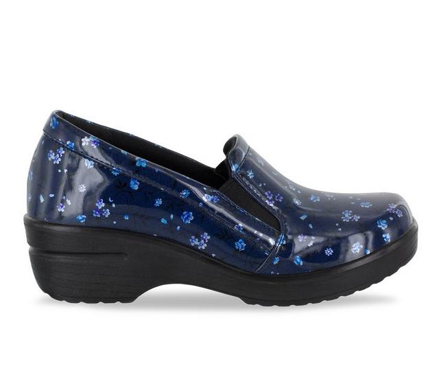 Women's Easy Works by Easy Street Leeza Floral Slip-Resistant Clogs in Navy Floral color