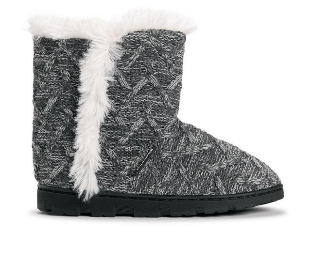 MUK LUKS Women's Cheyenne Slipper Booties in Grey Cable color