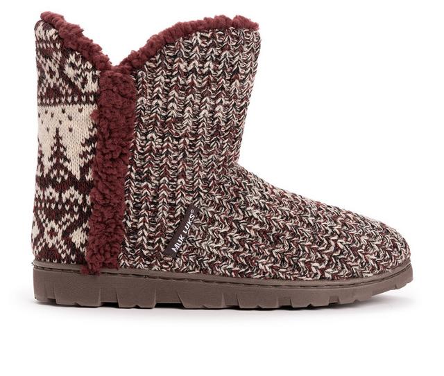 MUK LUKS Women's Cheyenne Slipper Booties in Multi/Dark Red color