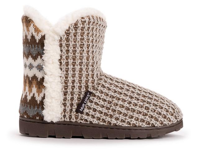 MUK LUKS Women's Cheyenne Slipper Booties in Brown/Caramel color