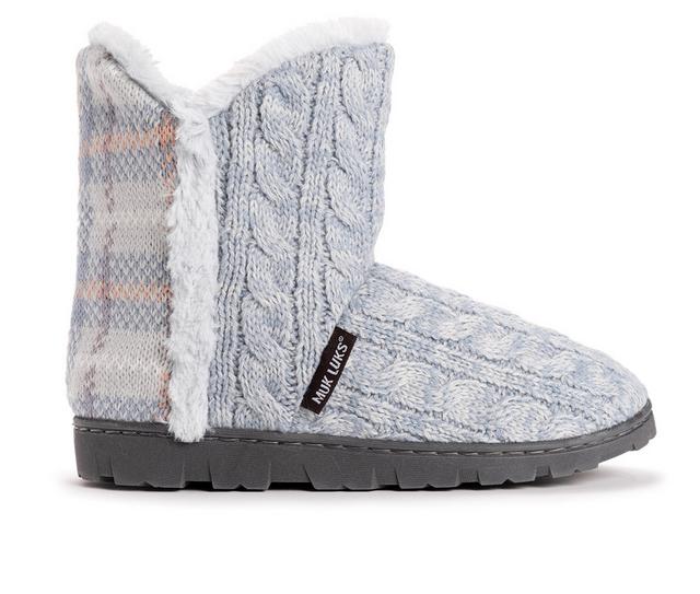 MUK LUKS Women's Cheyenne Slipper Booties in Cumulus/Plaid color