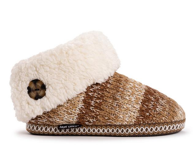 MUK LUKS Women's Melinda Bootie Slippers in Gold color