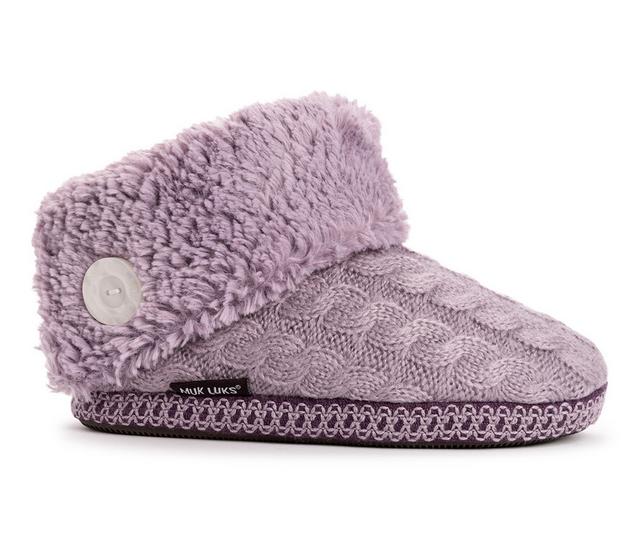 MUK LUKS Women's Melinda Bootie Slippers in Winter Violet color